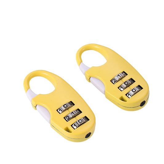 Travel Lock - 2 Piece Yellow - 3 Digit Combination Padlock for Luggage, Suitcases, Backpacks, Lockers, Gym Bags, and Travel Security