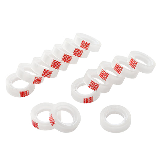 Stationery Transparent Tape 15-Piece - Clear Tape Refills for Office, School, Home, Gift Wrapping and General Use