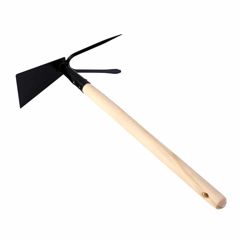 Hoe And Cultivator Gardening With Wooden Handle - 40Cm