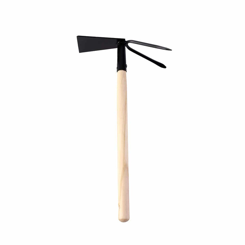 Hoe And Cultivator Gardening With Wooden Handle - 40Cm