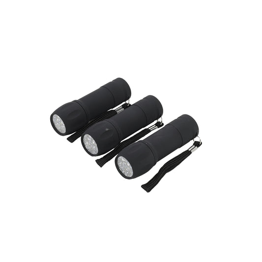 3-Piece Soft Grip Flashlight - Compact LED Hand Torches with Wrist Straps, Requires 3 AAA Batteries for Home, Car, Camping, Travel and Emergency Use
