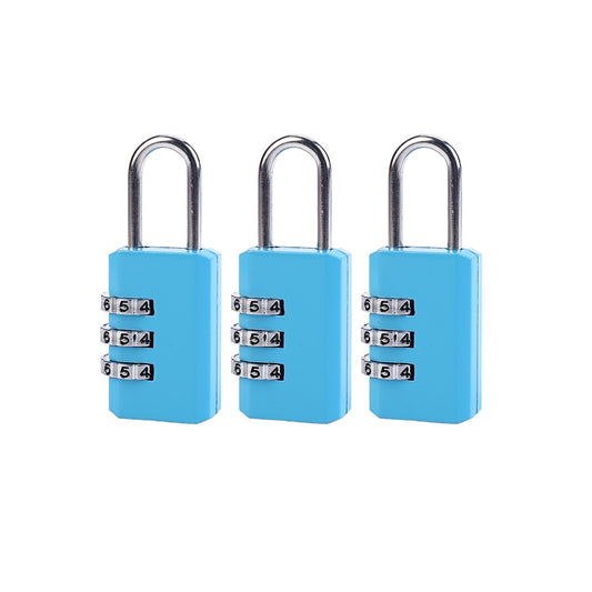 3-Piece Combination Padlock - 21mm - Keyless 3-Digit Combination Locks with Number Dials, Compact Design and Secure Locking for Luggage, Backpacks, Lockers, Gym Bags and Travel Accessories