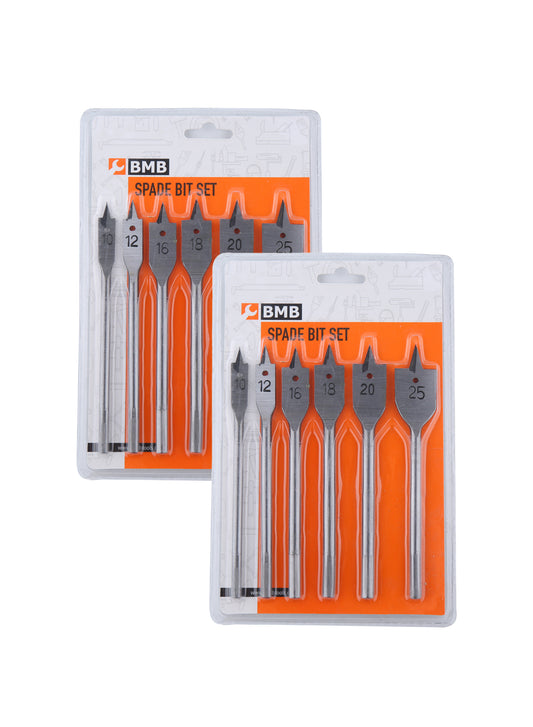 Spade Bit Set - 2 Packs of 6 Pieces Woodworking Paddle Bits for Carpentry, Plumbing, Electrical, Demolition