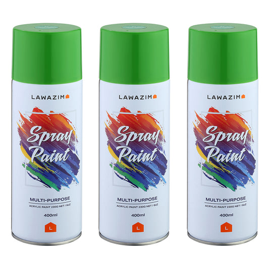 Pack Of 3 Spray Paint Set - 27 Green - Multi-Surface 400ml Paint for Wood, Plastic, Metal, Interior & Exterior Uses