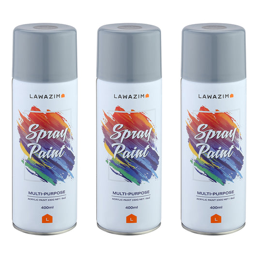 Pack Of 3 Spray Paint Set - 304 Dark Grey - Multi-Surface 400ml Paint for Wood, Plastic, Metal, Interior & Exterior Uses