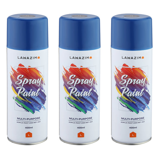 Pack Of 3 Spray Paint Set - 28 Deep Blue - Multi-Surface 400ml Paint for Wood, Plastic, Metal, Interior & Exterior Uses