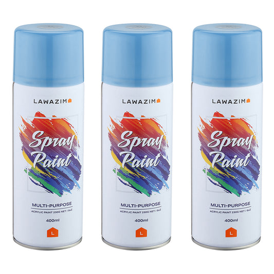 Pack Of 3 Spray Paint Set - 83 Light Blue - Multi-Surface 400ml Paint for Wood, Plastic, Metal, Interior & Exterior Uses
