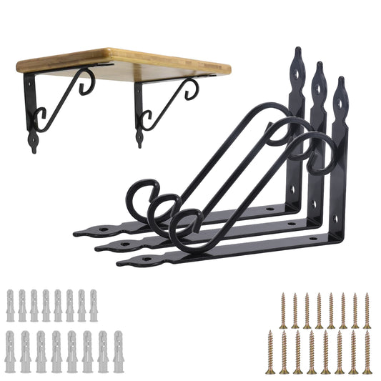 Shelf Bracket S-Shape - 4 Piece Small for Home, Kitchen, Garage, Office, and Closet