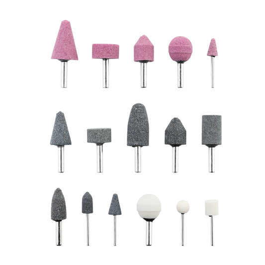 Mounted Grinding Stone Set - 16 Piece Assorted Mounted Points Grinding Wheel Head, Aluminum Oxide Abrasive Stone Bits with Shank for Rotary Tool & Drill, Polishing & Deburring