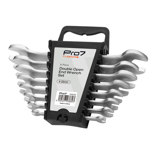 8-Piece Double Open End Spanner Set - 6-22mm Metric Wrench Set with Storage Holder for Automotive, Mechanical, Maintenance and Repair Work