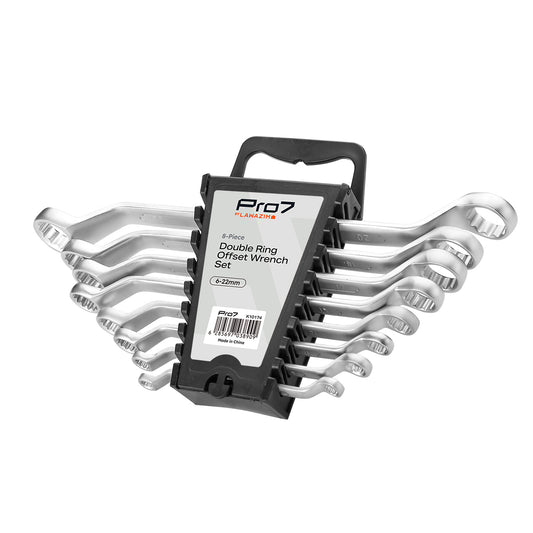 8-Piece Double Ring Offset Wrench Set - 6-22mm Metric Spanner Set with Storage Holder for Automotive, Mechanical, Maintenance and Repair Work
