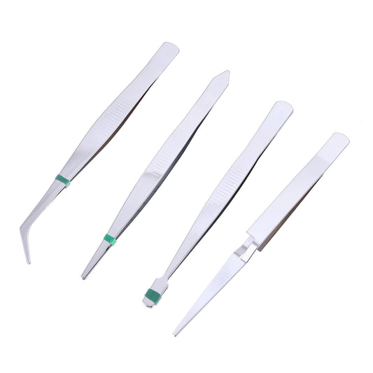 Tweezer Set - 4 Pieces - Precision Non-slip Tweezers for Eyebrow Grooming, Facial Hair, Splinter Removal
