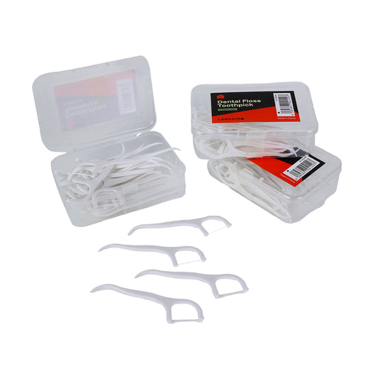Dental Floss Toothpicks - Set of 3 - Easy-Glide Flosser for Removing Plaque, Preventing Tooth Decay & Gum Disease