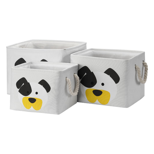 3-Piece Storage Basket Set  - Rectangular Fabric Organizer Bins with Rope Handles and Open-Top Design - Ideal for Toys, Clothes, Towels, Nurseries, Closets and Shelves