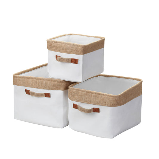 Storage Basket Set -3 Piece- Sleek Decorative Open Top Organizing Bins With Easy to Carry Handles for Stationary Toys Home Closet Bedroom Bathroom Kitchen Living Room Office and on Shelf