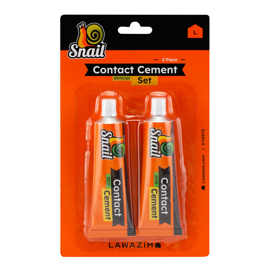 Snail Contact Cement Set - 2 Piece 20ml - Strong Adhesive Glue for Leather, Rubber, Wood, Plastic, Furniture, Crafts, and General Repairs