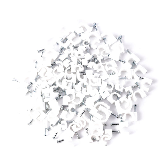 Plastic Cable Clips with Nails - 108 Piece for Home, Office, Garage, Workshop, and Construction Use