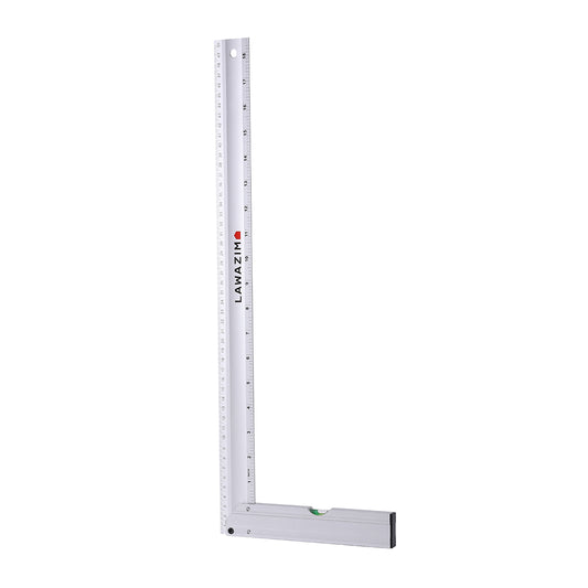 Aluminium L-Shape Angle Ruler 50cm - Spirit Level Metal Measuring Ruler for Leveling, Woodworking, and Carpentry