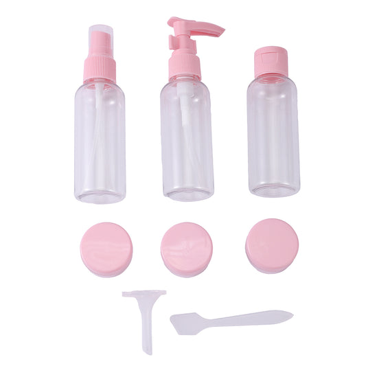 Cosmetic Bottles Set - 8 Piece - Clear Travel Size Refillable Kit for Lotion, Shampoo, Soap, Skincare, and Toiletries