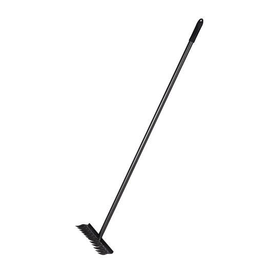 Flathead Garden Rake - 12 Teeth 120cm Heavy Duty Tool for Soil Leveling and Leaf Removal