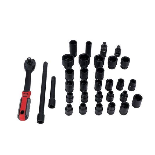 Drive Socket Set -32 Pieces 1/2inch Drive- Heavy-Duty CR-MO Steel with Carrying Case - Professional Socket Wrench Kit for Automotive Repair Mechanical Work Engine Maintenance and DIY Projects