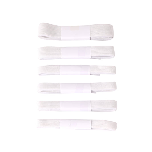 Multi Pack Clothing Elastics - 6 Pieces White - Stretchy Fabric Bands for Tailoring, Crafting, Quilting, and Textile Loops