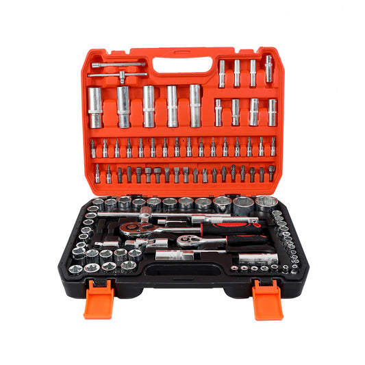 Sleeve Ratchet Wrench Set -108 Piece- Heavy-Duty Chrome Vanadium Steel Socket Set for Automotive, Mechanical, and DIY Repair Tools