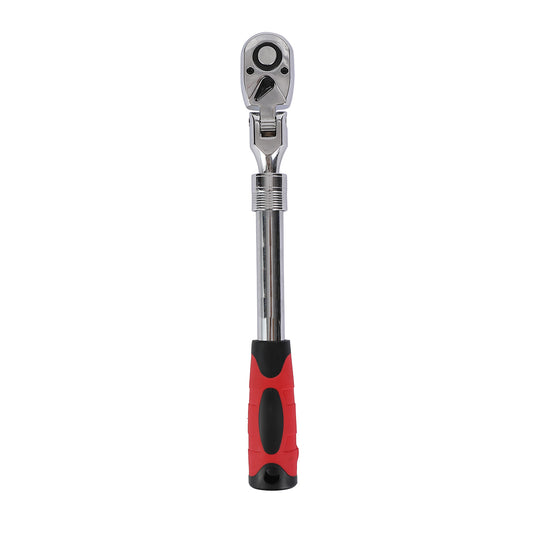 Flexible Head Drive Ratchet - Chrome Socket Wrench with Ergonomic Anti-Slip Handle, High-Strength Gear, and Quick-Release Mechanism - for Automotive Repairs, Bolt Tightening, and DIY Projects