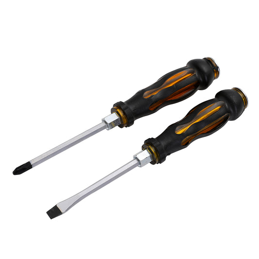 Screwdriver Set -2-Piece - Philips & Flathead Screwdrivers, Ergonomic Handle, Compact and Lightweight Tools for DIY, Electronics, Furniture Assembly, Woodworking, Household Repairs