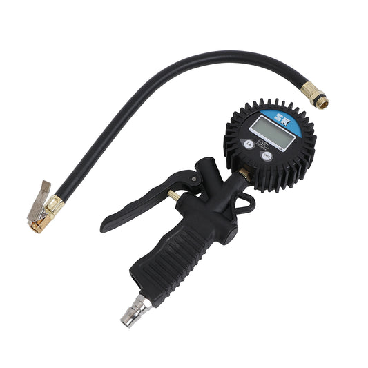 Digital Tire Inflator - High Accuracy Digital Pressure Gauge 0-100 PSI, Multi-Unit Display, Clip-On Lock Chuck, Air Compressor Inlet, High Pressure Hose, Non-Slip Handle, Tire Inflator for Cars Motorcycles Trailers
