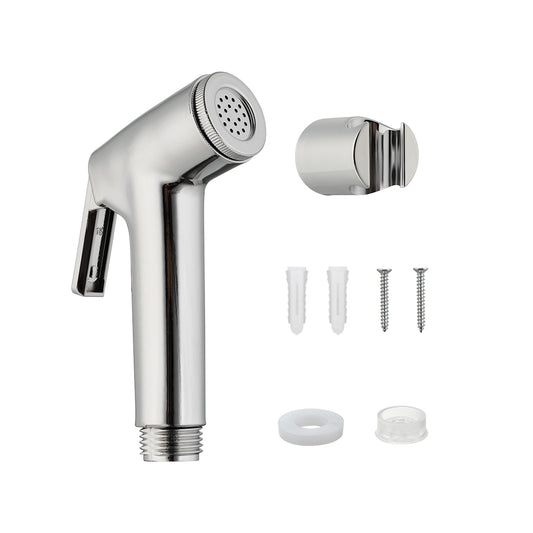 UV Bidet Sprayer with Holder - Silver Wall Mounted Handheld Spray for Personal Hygiene, Plant Watering, and Outdoor Cleaning