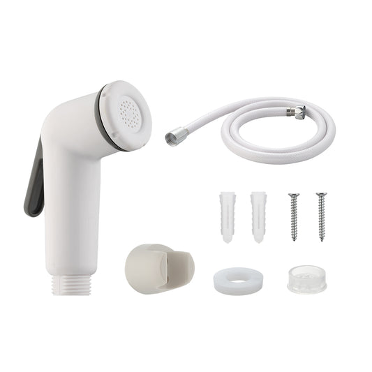 ABS Bidet Sprayer Kit with 1.2m Hose - White, Handheld Toilet Spray with Wall-Mounted Holder, Adjustable Water Pressure, Easy Installation for Personal Hygiene and Bathroom Cleaning