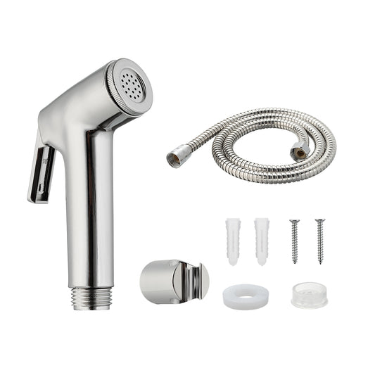 UV Bidet Sprayer Kit with 1.2m Hose - Silver, Handheld Toilet Spray with Adjustable Water Pressure, Wall-Mounted Holder, Easy Installation for Personal Hygiene and Bathroom Cleaning