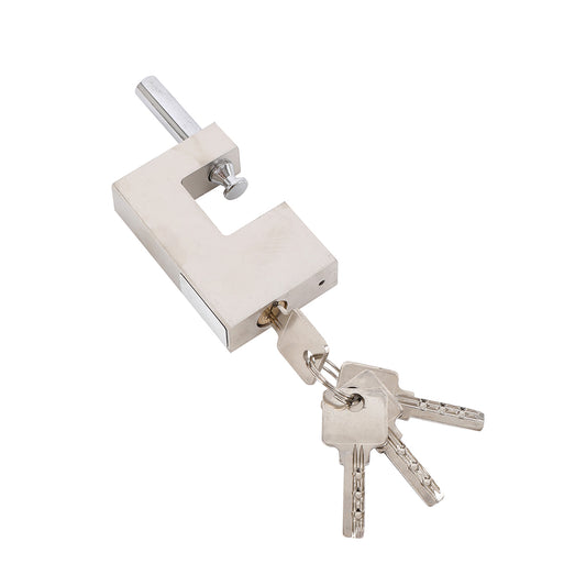 Security Padlock - Heavy-Duty Monoblock Lock with High-Security 4 Key System, Durable Padlock for Home, Office & Apartment Doors Gates & Storage Reliable for Residential & Commercial Use