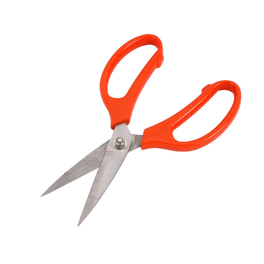 Scissors - Orange - Sharp Multipurpose Scissor with Stainless Steel Blades and Symmetrical Non-Slip Handles – Ideal for Home, Office, Sewing, Fabric, Paper, Garden, and Crafting Projects