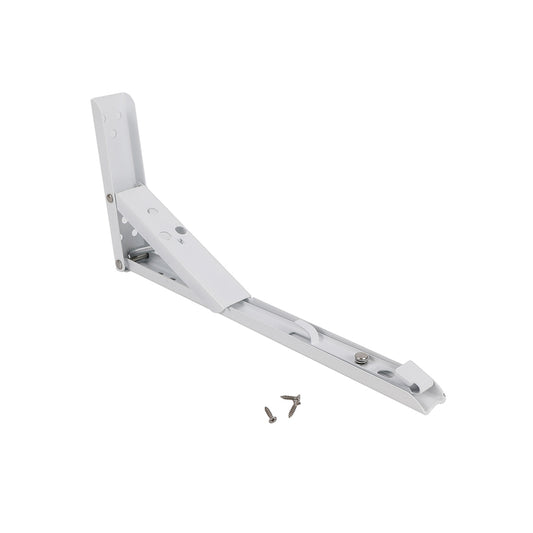 Bracket - White - Heavy Duty Space-Saving One-Touch Adjustable Foldable Wall Shelf Bracket for Wall-Mounted Storage, DIY, Utility Room, Kitchen, Garage, and RV Shelving Solutions