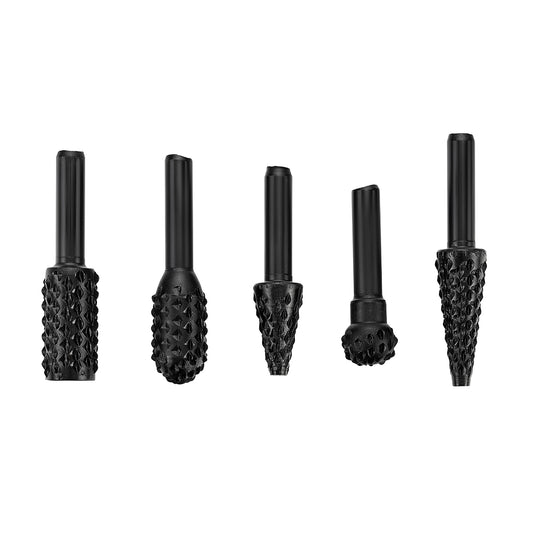 Wood File Rotary Set - 5 Piece - Hex Shank Precision Burr Tools for Cutting, Grinding, Shaping, and Carving on Wood, Aluminum, and Iron - Ideal for Woodworking, Metalworking, and DIY Projects