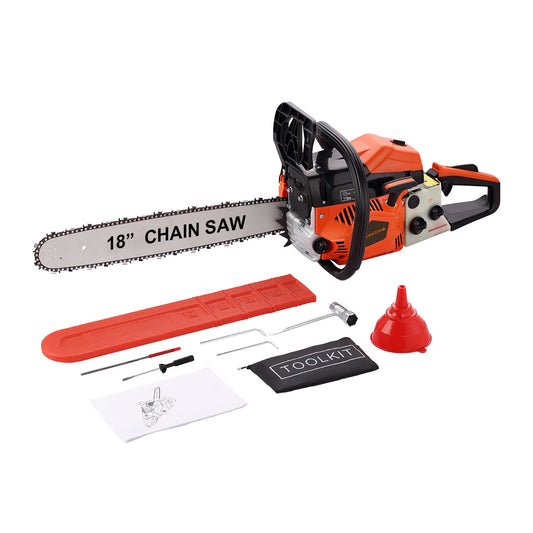 Gasoline Chainsaw - Orange - for Professional Loggers, DIY Homeowners & Outdoor Use