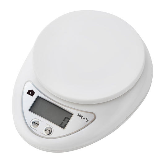 Digital Scale -5000g Capacity, White- Digital Kitchen Scale for Precise Measurements, Tare Function, Non-Slip Feet - Portable and Lightweight Food Scale for Baking, Cooking and Portion Control