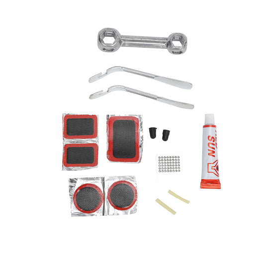 Bike Repair Kit -14 Piece- Complete Bicycle Tool Kit with Multi-Tools Adhesive Patches and Spanner for Flat Tires Puncture Repairs - Essential Repair Set for Home, Travel, and Emergency Fixes