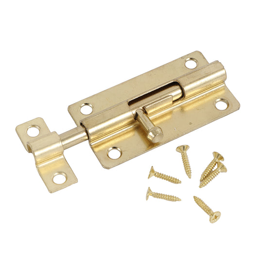 Sliding Latch Lock - Copper Plated - Barrel Bolt Latch with Screws, Pre-Drilled Holes, Smooth Sliding Mechanism - Ideal for Securing Doors, Gates, Cabinets, Sheds, Fences, Storage Areas