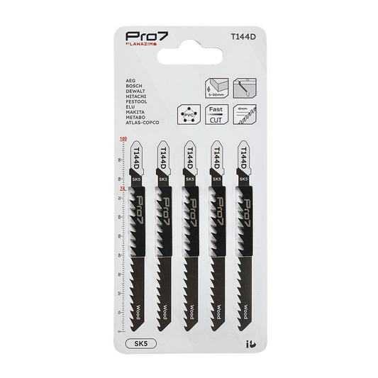 Jigsaw Blade - T144D - 5 Piece 100mm 6 TPI T-Shank Jig Saw Blades For Quick, Straight Cuts