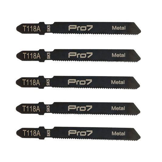Jigsaw Blade - T118A - 5 Piece 77mm 21 TPI T-Shank Jig Saw Blades for Clean and Controlled Straight Cutting in Metal & Aluminum