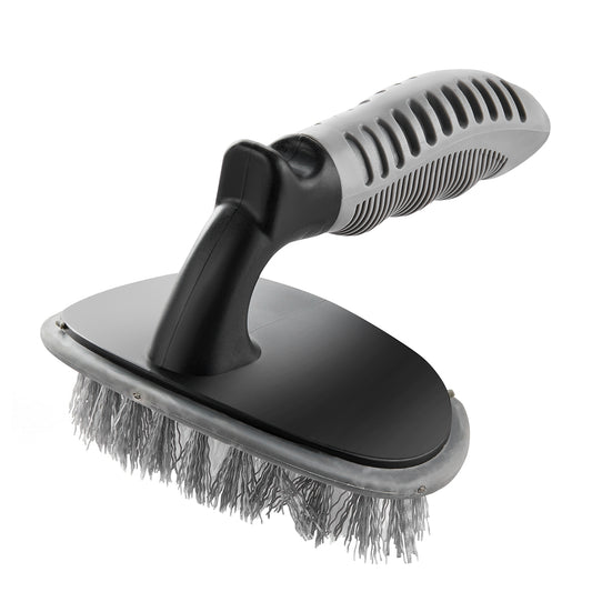 Car Cleaning Brush - Grey - Nylon Tire Brush with Stiff Bristles, ABS Plastic Ergonomic Handle for Automotive Detailing, Tire and Wheel Cleaning