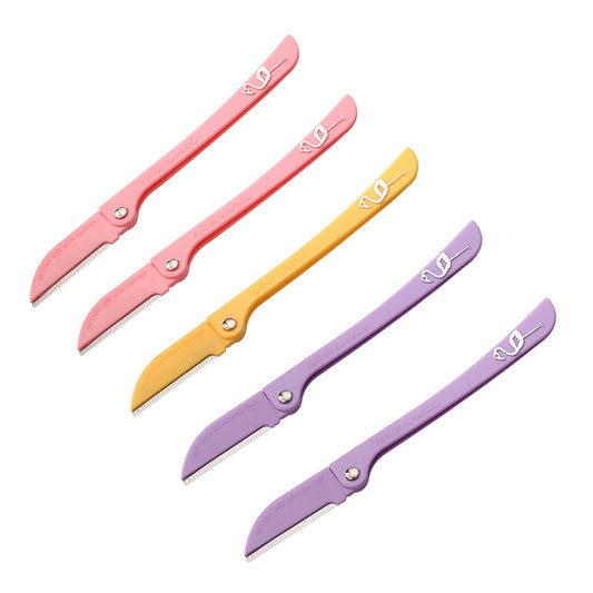 مجموعة من 5 شفرات لتشكيل الحواجب للنساء والرجال، أدوات حلاقة وتشذيب للوجه قابلة للطي، تُستخدم للتقشير الخفيف (ديرمابلانينغ).