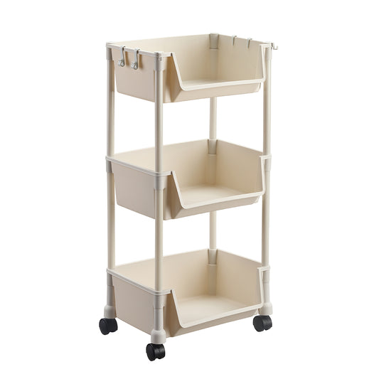 Movable Bookshelf Storage - Rolling Cart for Organizing Home, Office, Kitchen, and Bathroom