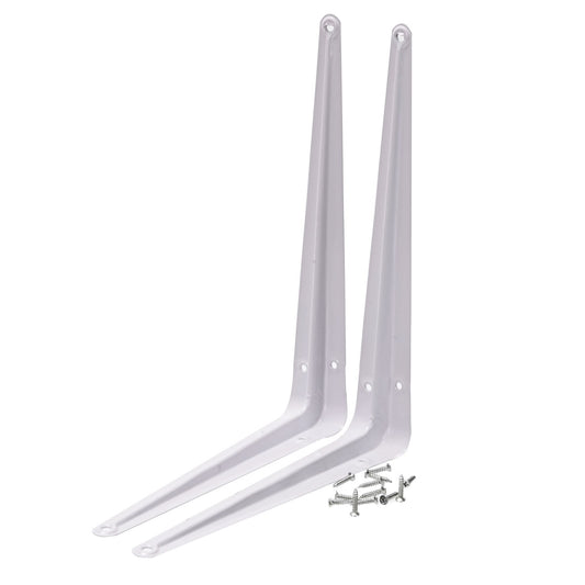Right Angle Shelf Bracket Set - 2 Piece 8x10inch - 90 Degree L-Shaped Wall Mount Shelf Support with Pre-Drilled Holes and Screws - for Shelves, Cabinets, Kitchen Racks, Garage, and Storage