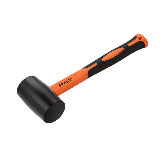 Rubber Mallet with Fiber Handle - Non-Marring Soft Face Hammer for Flooring, Tile Installation, Woodworking, DIY, and Camping