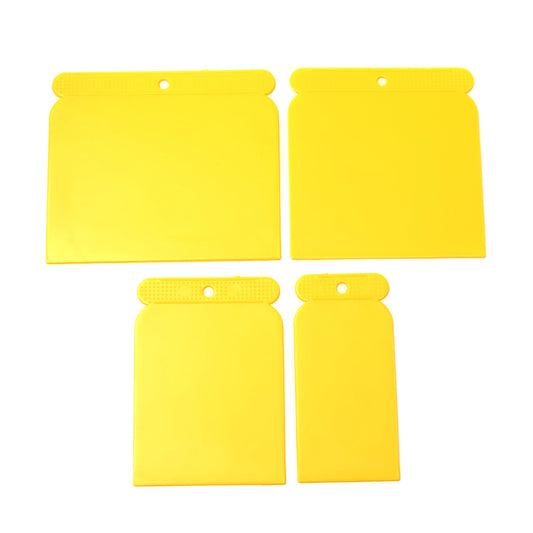 Plastic Scraper - 4 Piece Yellow - Plastic Putty Knife Set with Textured Grip, Spatula Scraper Set for Spackling, Patching, Filler, and Paint Removal - Ideal for Wallpaper and Cleaning Tasks