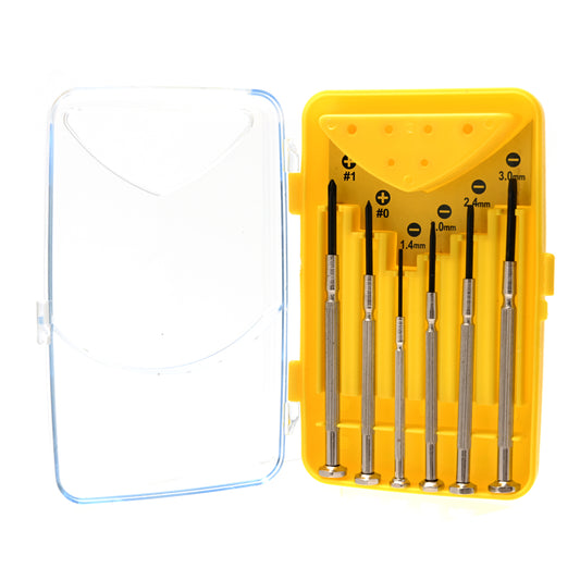 Precision Screwdriver Set - 6 Piece - Mini Screwdriver Kit with Phillips and Flathead Tips, Textured Grip Handles, and Rotating Caps - for Eyeglass, Watch, Laptop, Phone, & Electronics Repair